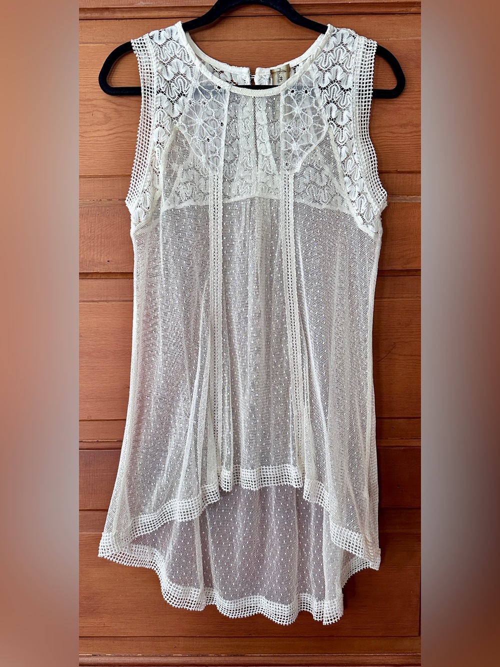 Aratta Silent Journey Cream Crochet Lace Sheer Sleeveless Top!  NWOT!  Sz M